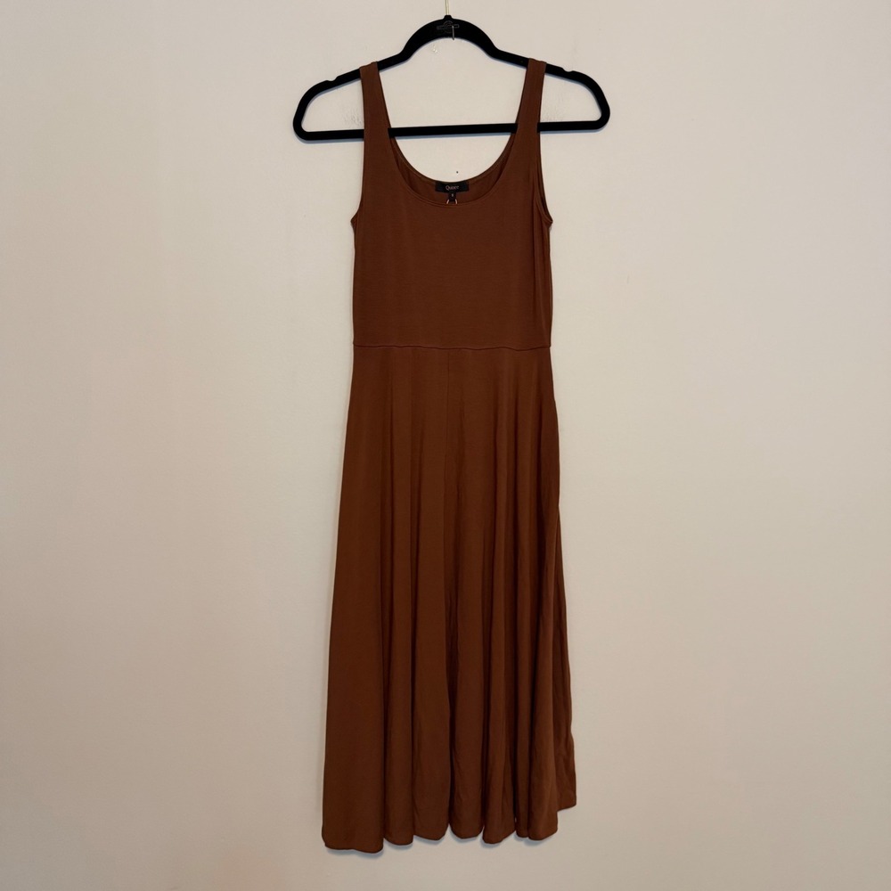 NWT Quince Tencel Jersey Fit & Flare Dress Brown minimalist classic casual - Picture 2 of 6